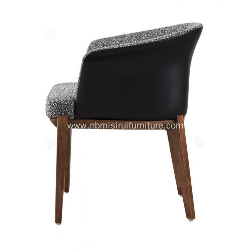 Grey cotton linen and leather Designer single chairs